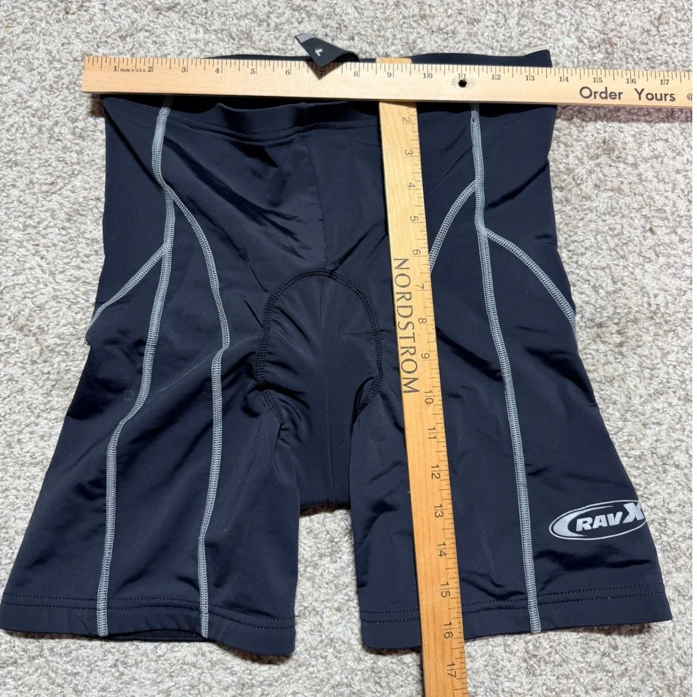 RavX Cycling Shorts Mens L Black Padded Biker Compression Athletic Performance
